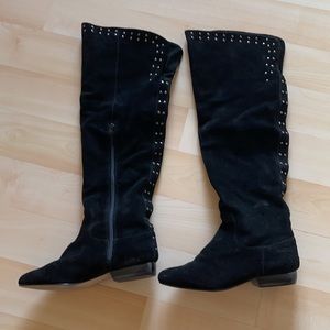 Kelsi Dagger black suede knee high boots